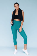 invisiSweat 3/4 Length Tights - Luxe Teal (Light Sweat Resistance)