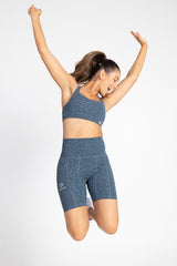 Sweat Resistant Activewear - blue leopard print high waisted sweat resistant bike shorts  -  Idea Athletic