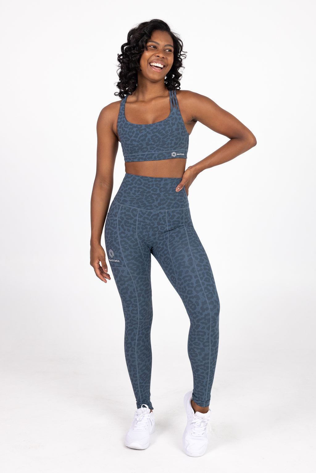 invisiSweat Full Length Tights - High Waisted Blue Leopard