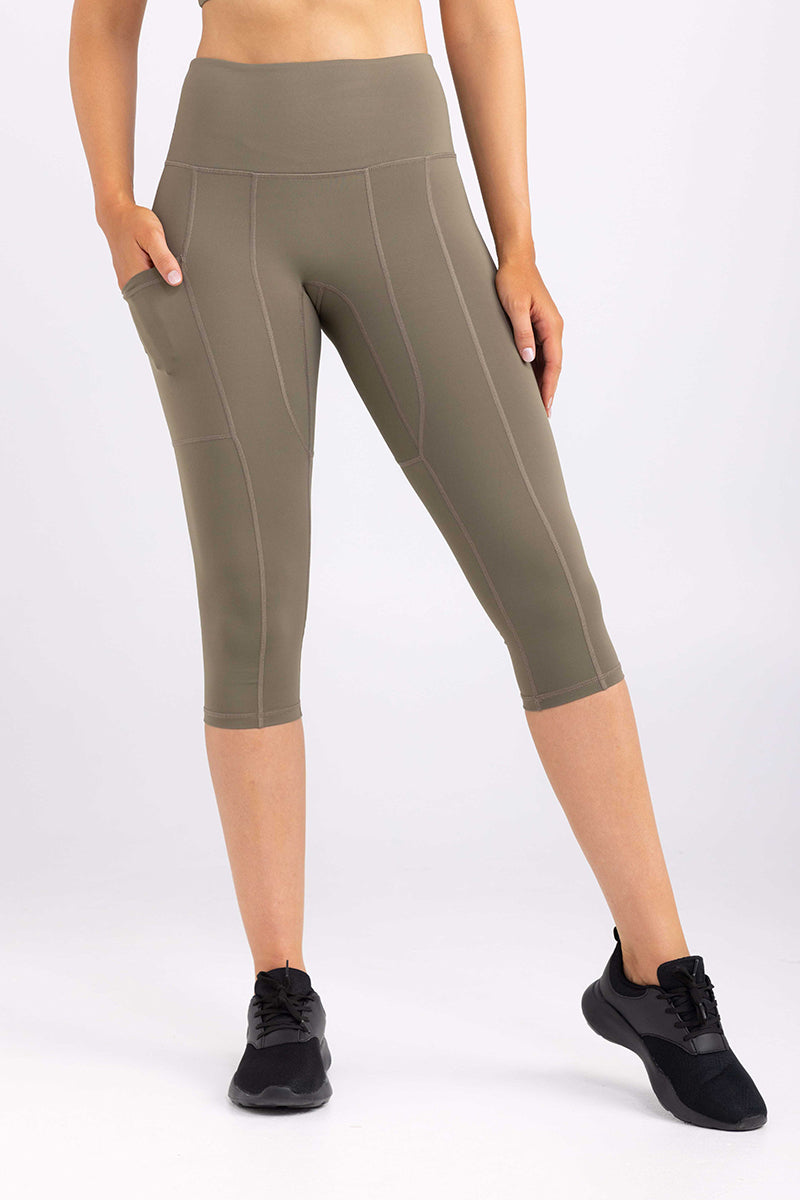 Sweat Proof Activewear, 3/4 Length Legging - Military Green