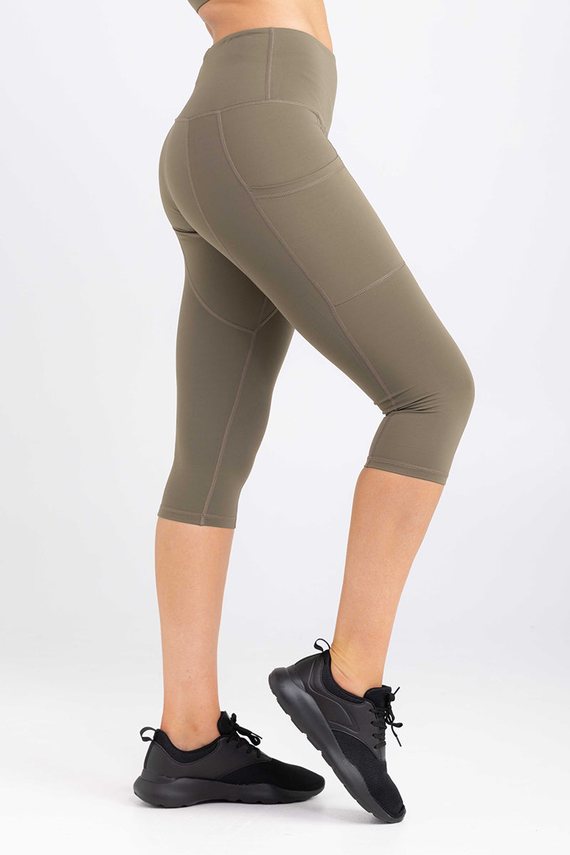 Sweat Proof Activewear, 3/4 Length Legging - Military Green