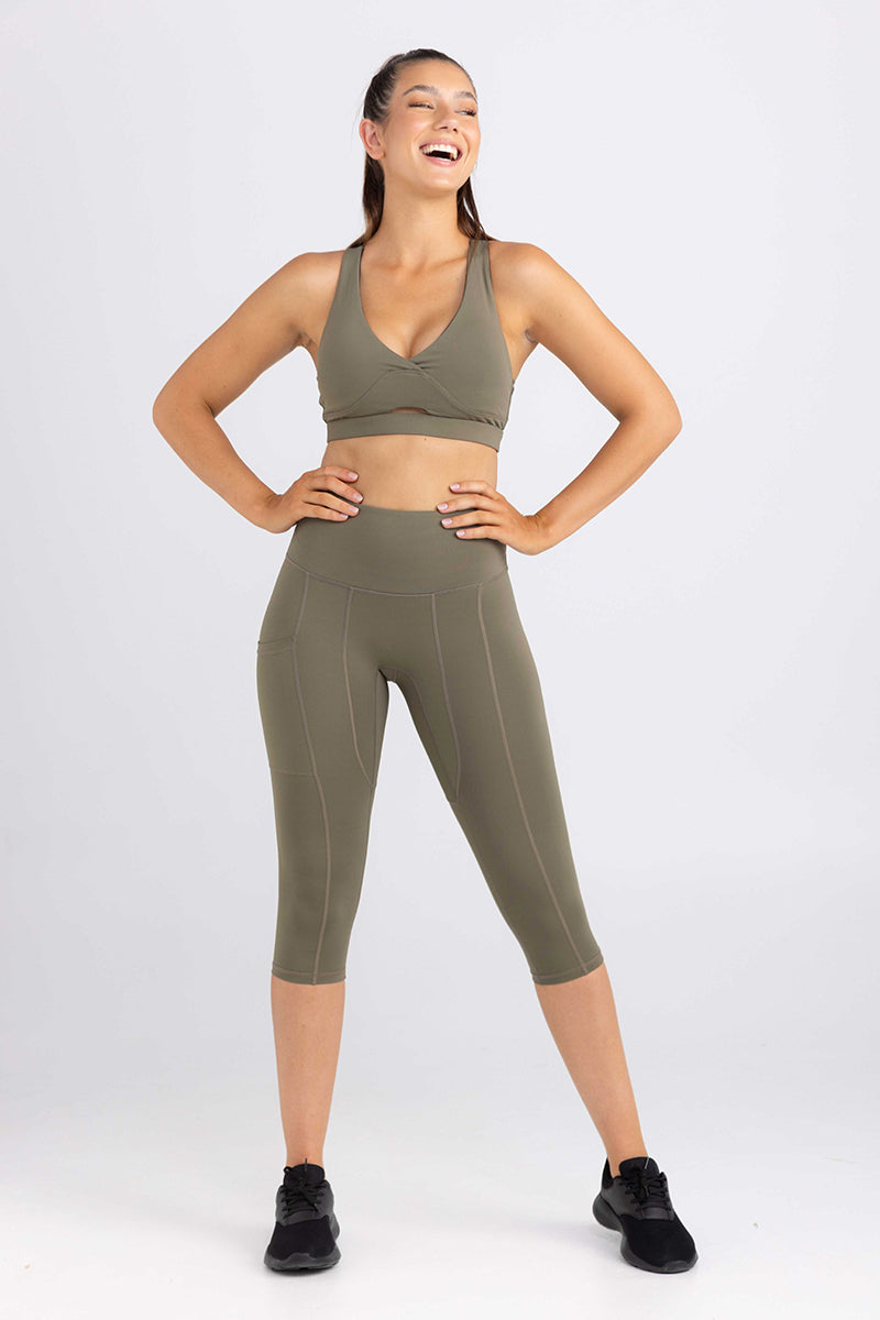 3/4 Length Legging - Military | Sweat Resistant Activewear by Idea Athletic