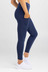 Full length leggings with pockets in luxe navy blue by Idea Athletic | Australian activewear brand
