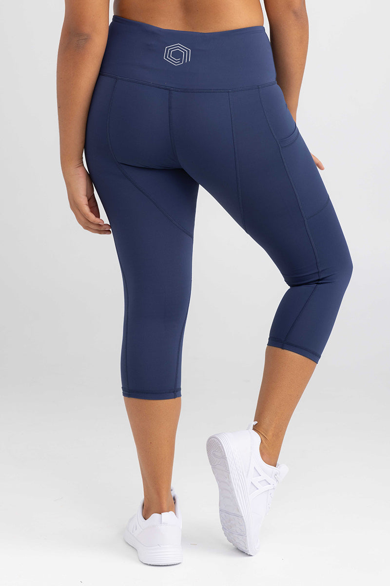 invisiSweat - 3/4 Length Crop Tights - Luxe Navy Blue