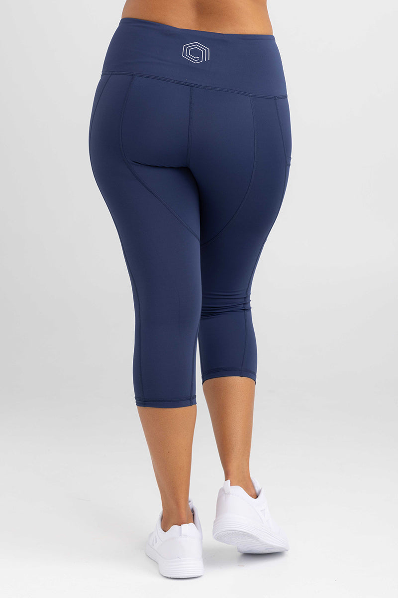 invisiSweat - 3/4 Length Crop Tights - Luxe Navy Blue