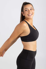 invisiSweat Classic Racer Back Crop - Charcoal Black