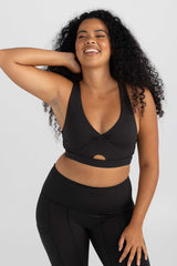 invisiSweat Cross Back, Key Hole Crop - Charcoal Black